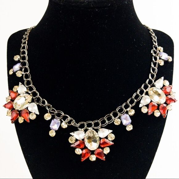 Red, White & Blue Rhinestone Necklace - Picture 1 of 8